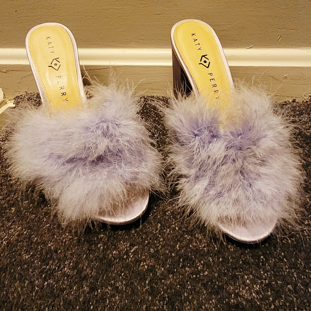 Katy Perry, Lavender Feather Mules Size 11 (41.5) - Picture 2 of 6